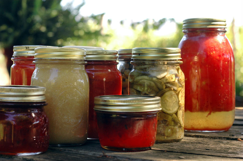canned foods in mason jars