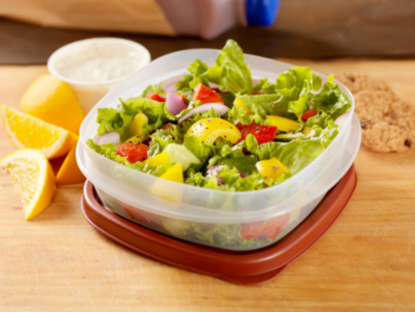 salad in a plastic container